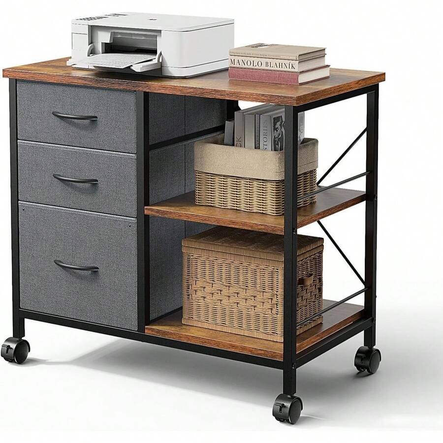 Printer Stand - خزانة ملفات متحركة من 3 طبقات