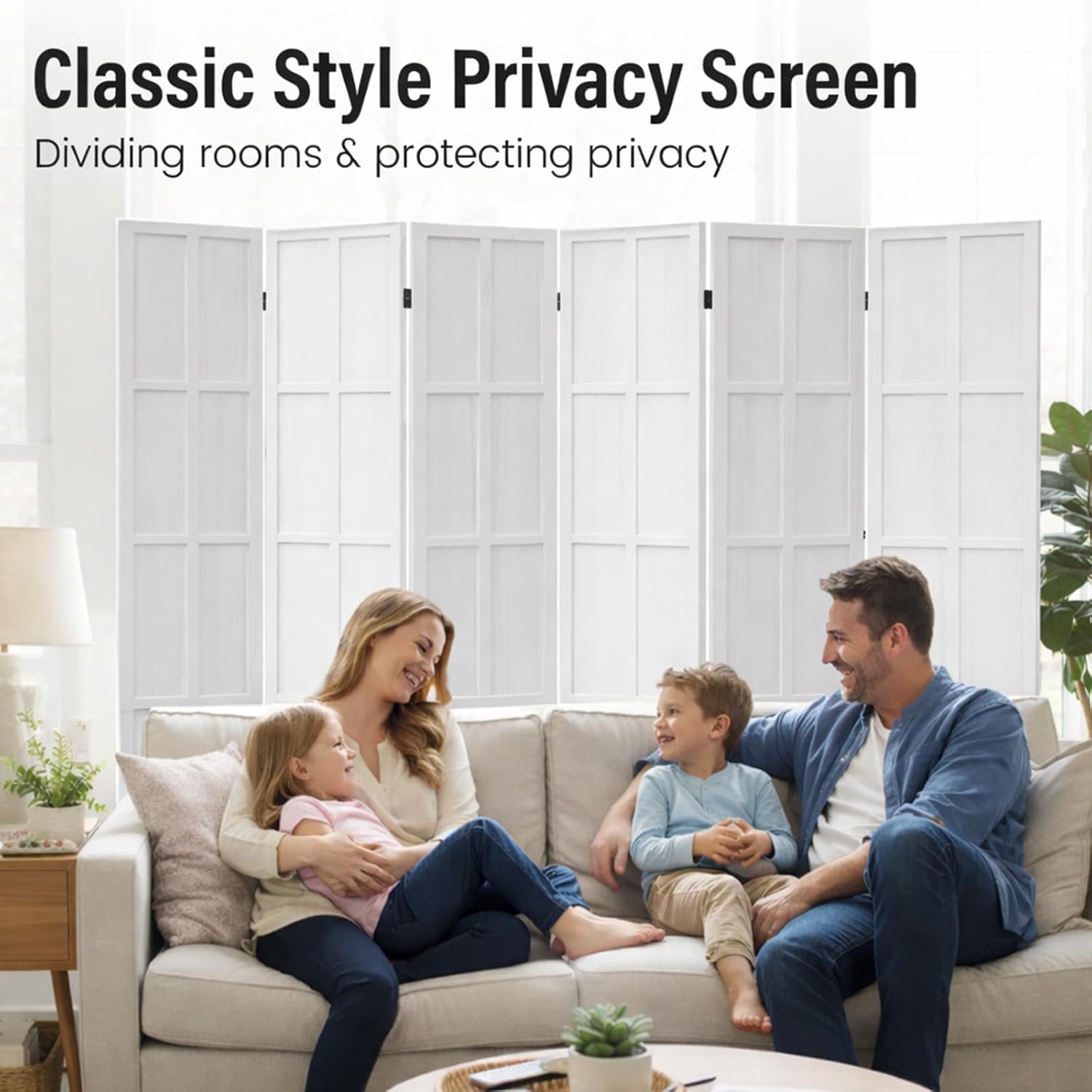 فاصل غرفة خشبي بستة ألواح وشاش - مراجعة Partition Screen Divider وسعره