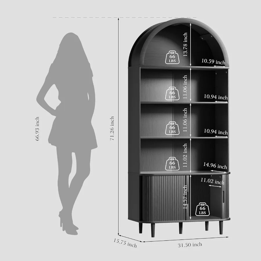 رف كتب طويل بتصميم مقوس، مناسب - مراجعة Bookshelf وسعره