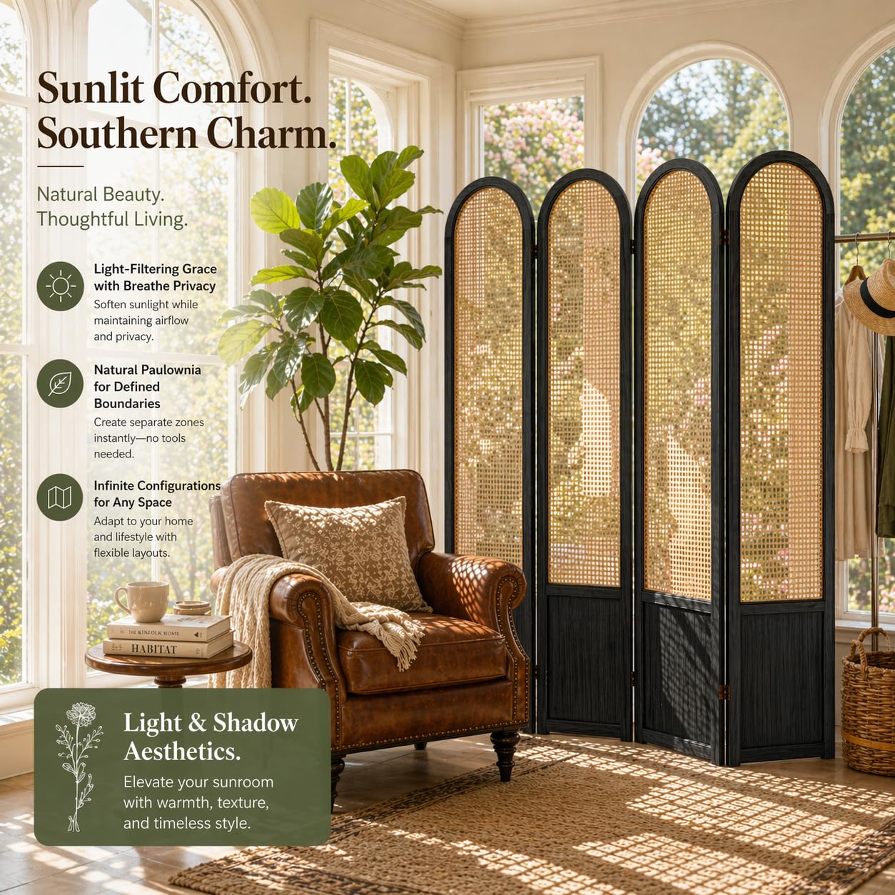 فاصل غرفة قابل للطي من الروطان - مراجعة Partition Screen Divider وسعره